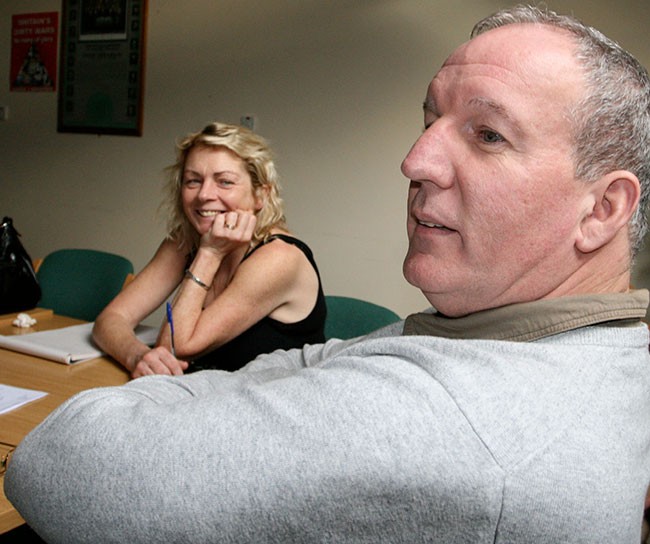Ella interviewing Bobby Storey for An Phoblacht, December 2008